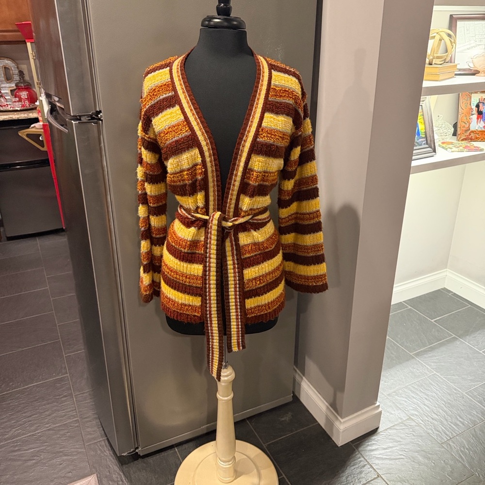 Vintage Striped Brown and Yellow Women's Sweater